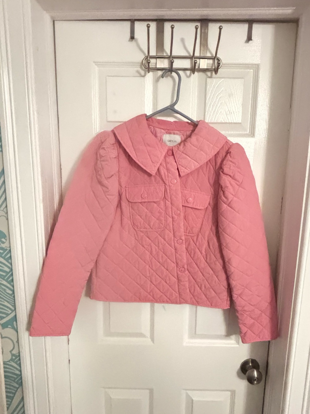 Greylin Quilted Pink Peter Pan Collar Jacket